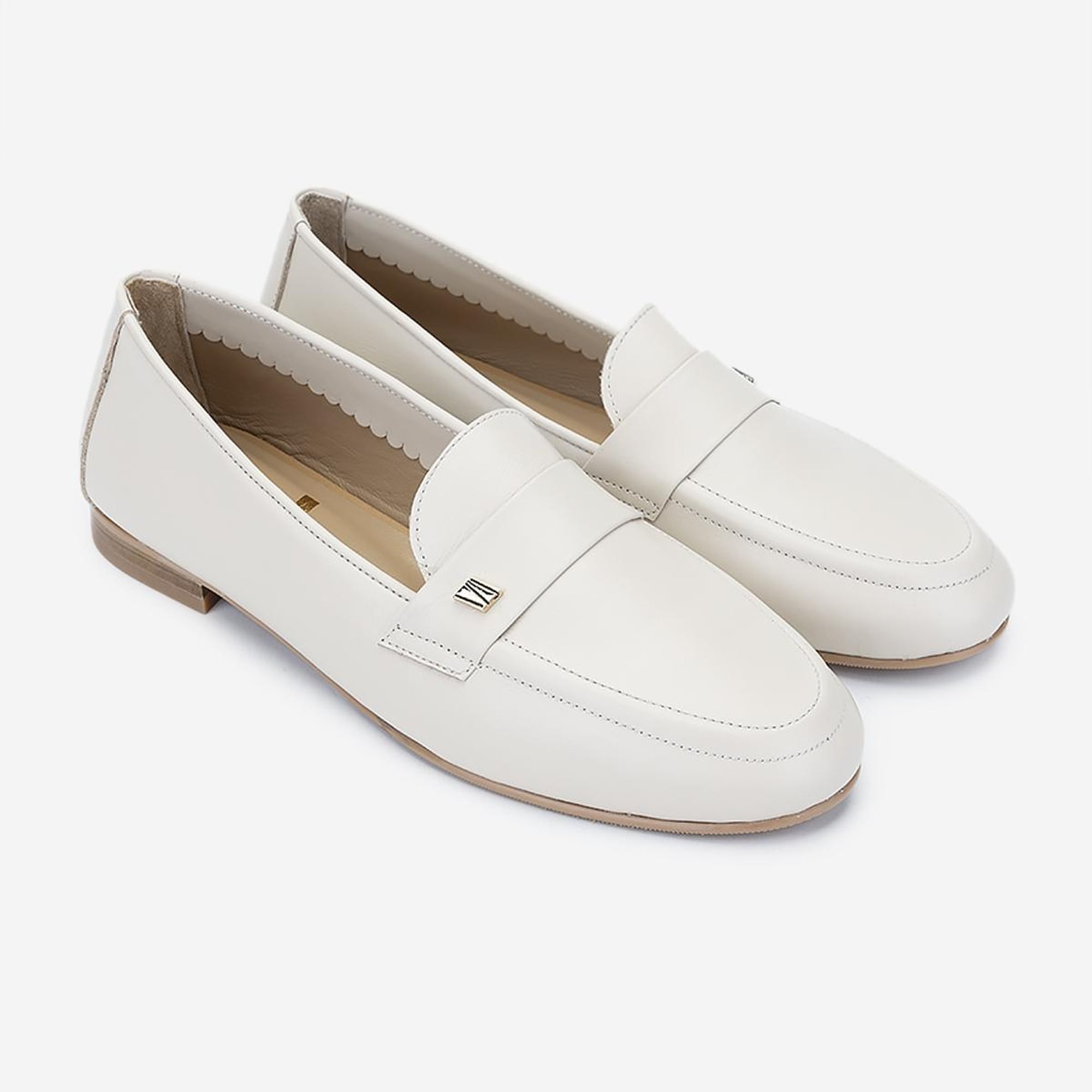 Valmenti Kadın Hakiki Deri Bej Loafer Ayakkabı