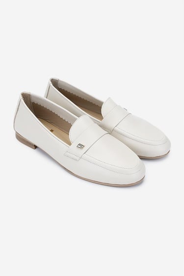  Valmenti Kadın Hakiki Deri Bej Loafer Ayakkabı