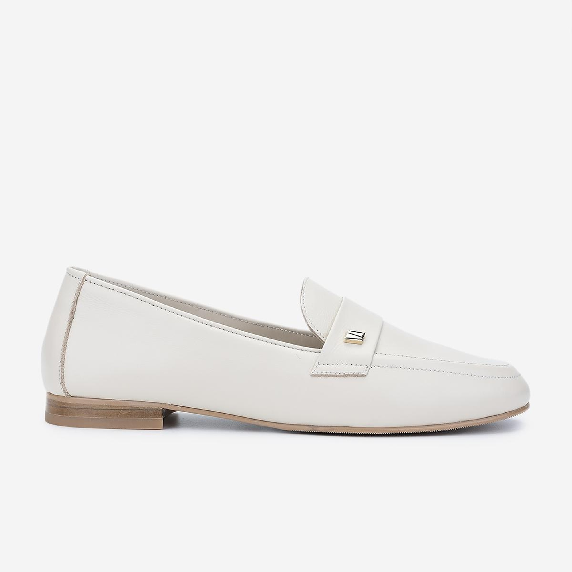 Valmenti Kadın Hakiki Deri Bej Loafer Ayakkabı