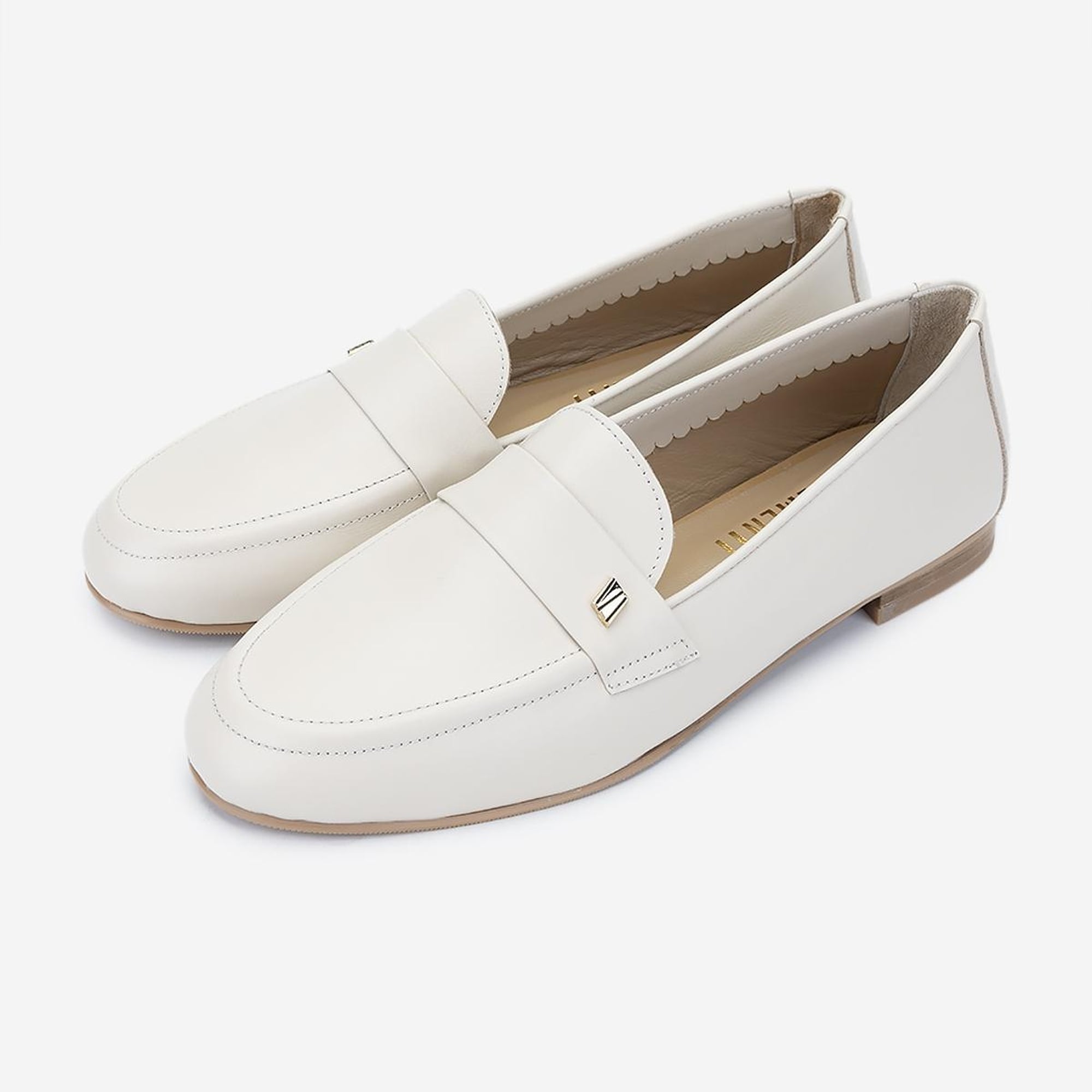 Valmenti Kadın Hakiki Deri Bej Loafer Ayakkabı