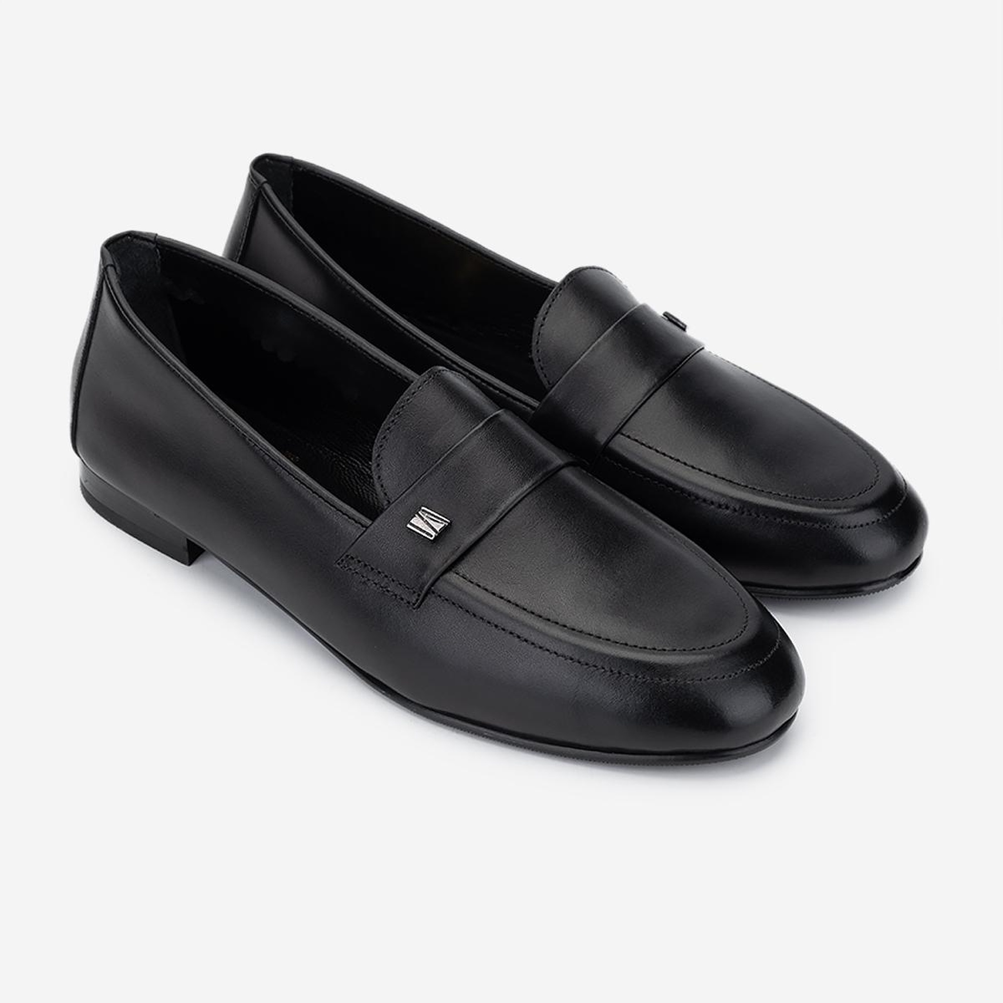 Valmenti Kadın Hakiki Deri Siyah Deri Loafer Ayakkabı