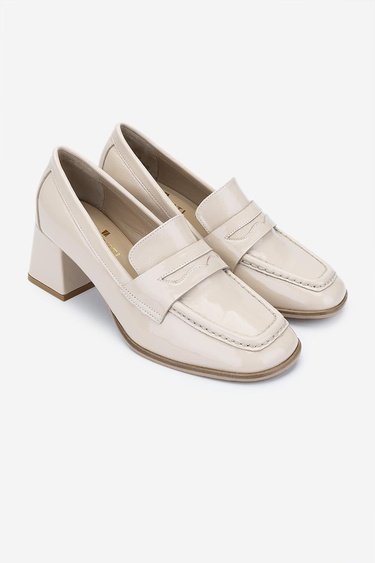  Valmenti Kadın Hakiki Deri Bej Topuklu Ayakkabı