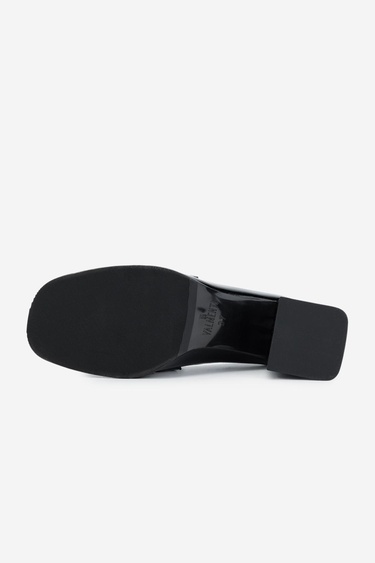  Valmenti Kadın Hakiki Deri Siyah Rugan Topuklu Ayakkabı