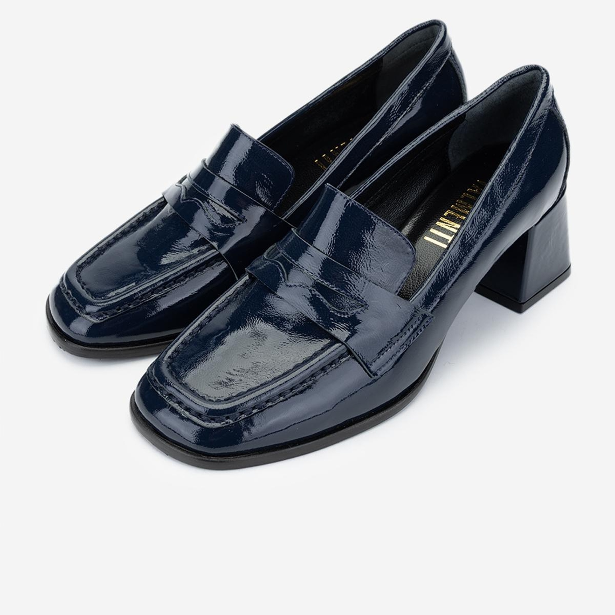 Valmenti Kadın Hakiki Deri Lacivert Topuklu Ayakkabı