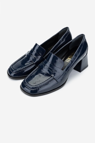  Valmenti Kadın Hakiki Deri Lacivert Topuklu Ayakkabı