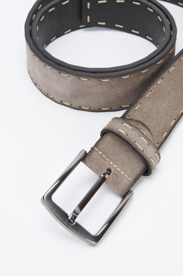  Valmenti Erkek Gri Süet Hakiki Deri Casual Kemer