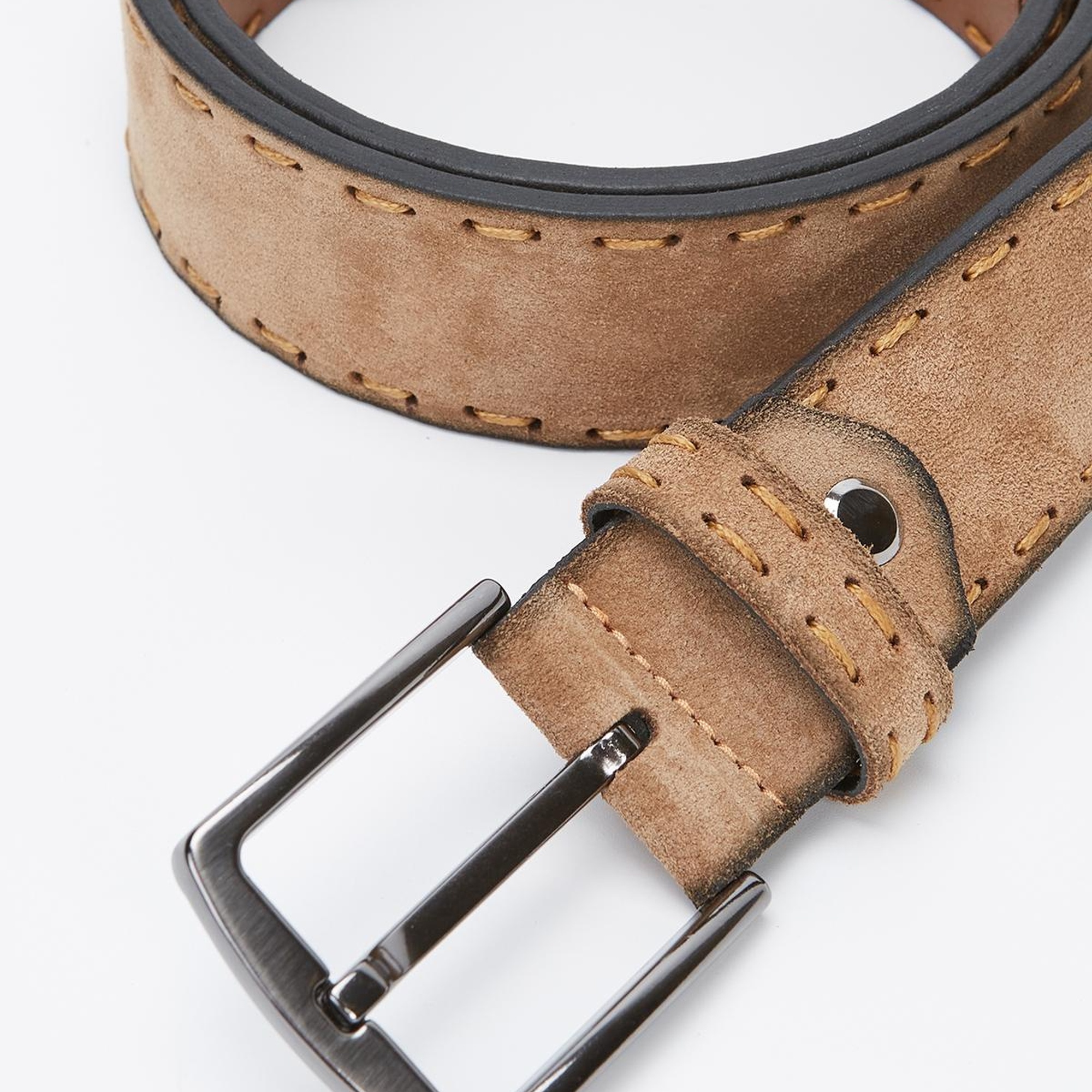 Valmenti Erkek Tarçın Süet Hakiki Deri Casual Kemer