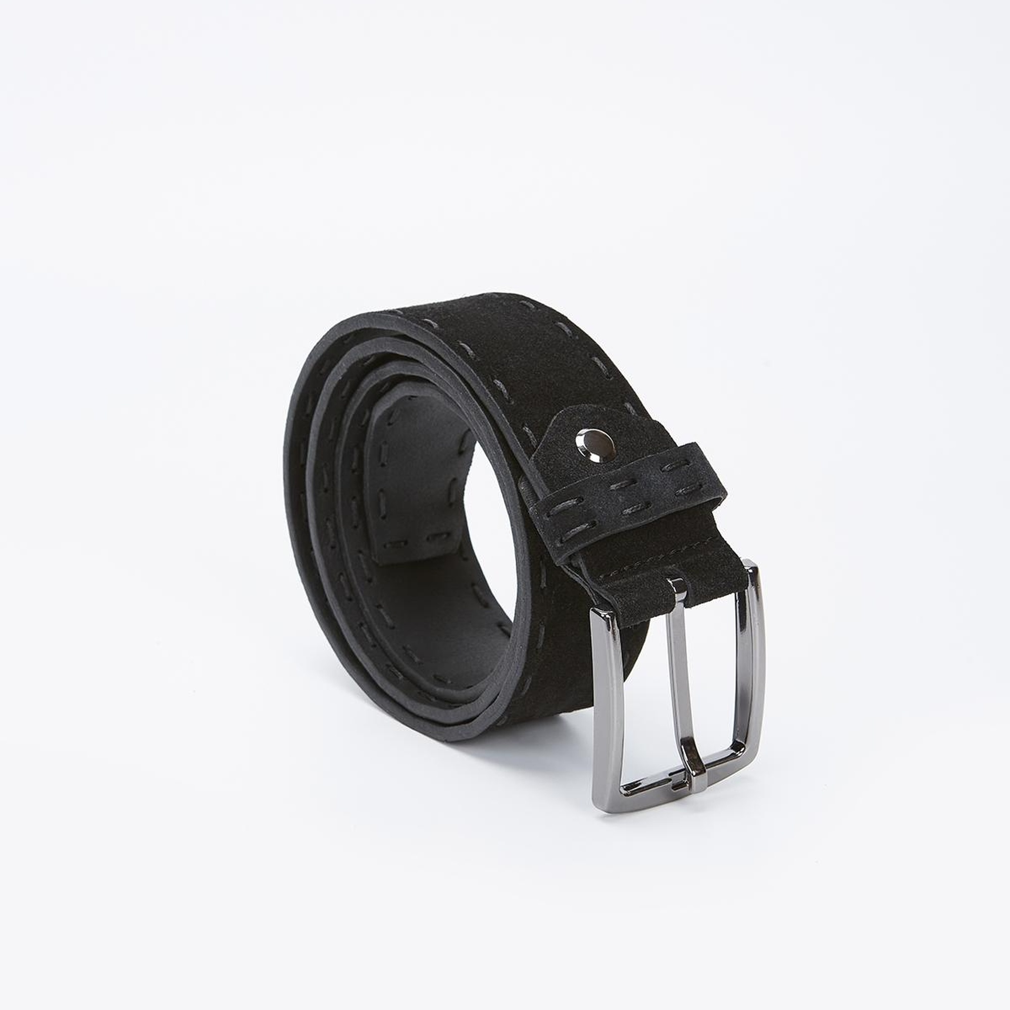 Valmenti Erkek Siyah Süet Hakiki Deri Casual Kemer