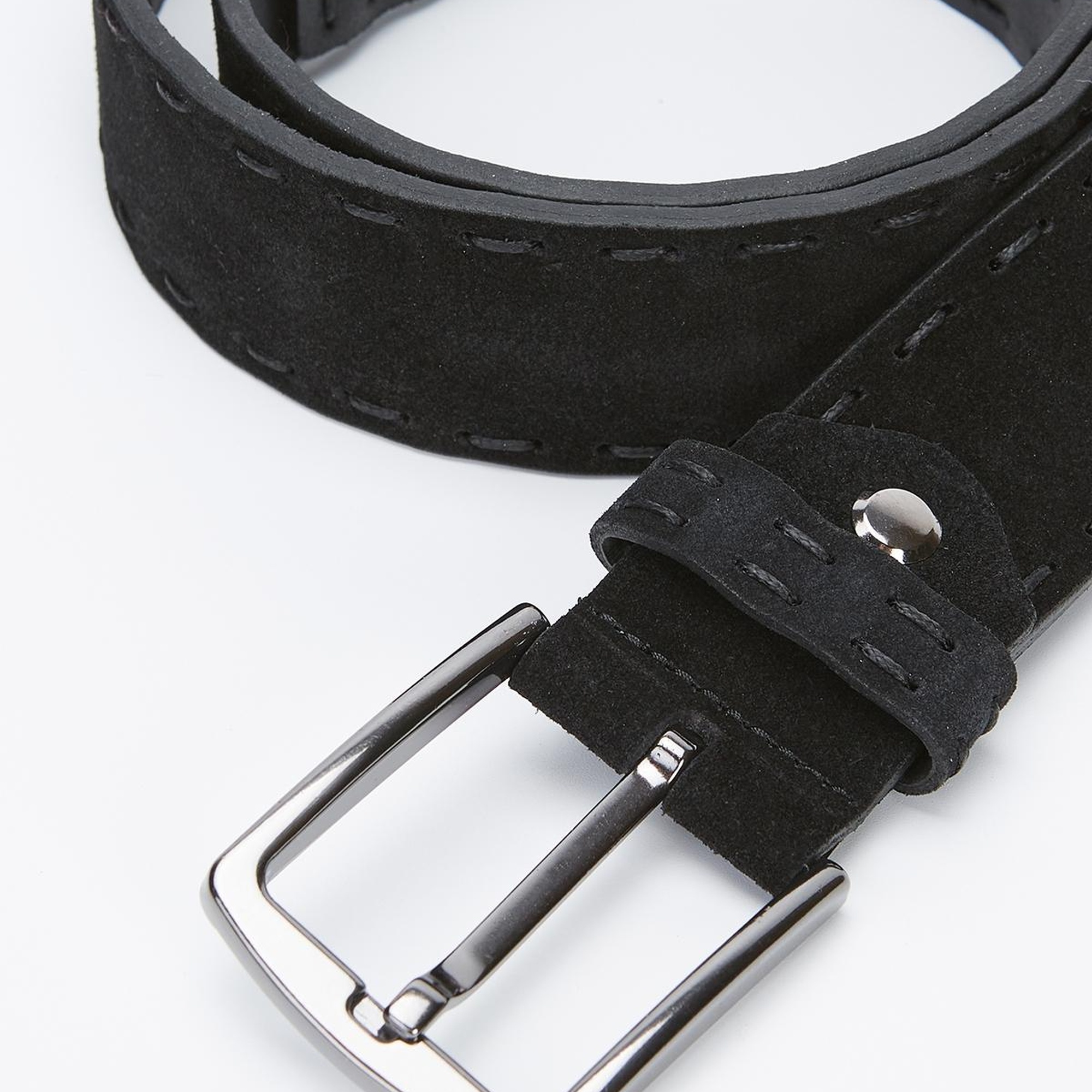 Valmenti Erkek Siyah Süet Hakiki Deri Casual Kemer