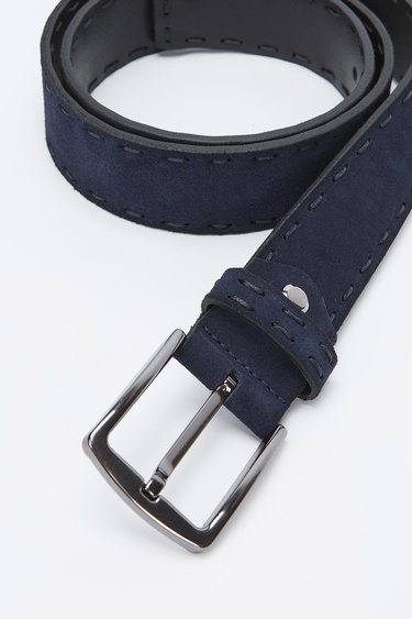  Valmenti Erkek Lacivert Süet Hakiki Deri Casual Kemer