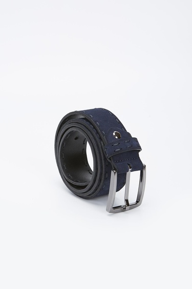 Valmenti Erkek Lacivert Süet Hakiki Deri Casual Kemer