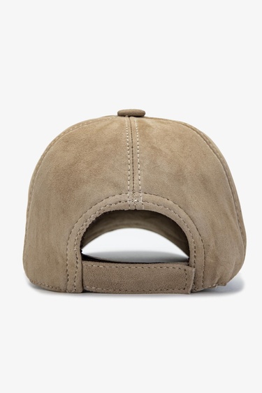  Valmenti Erkek Hakiki Deri Bej Süet Beyzbol Şapka