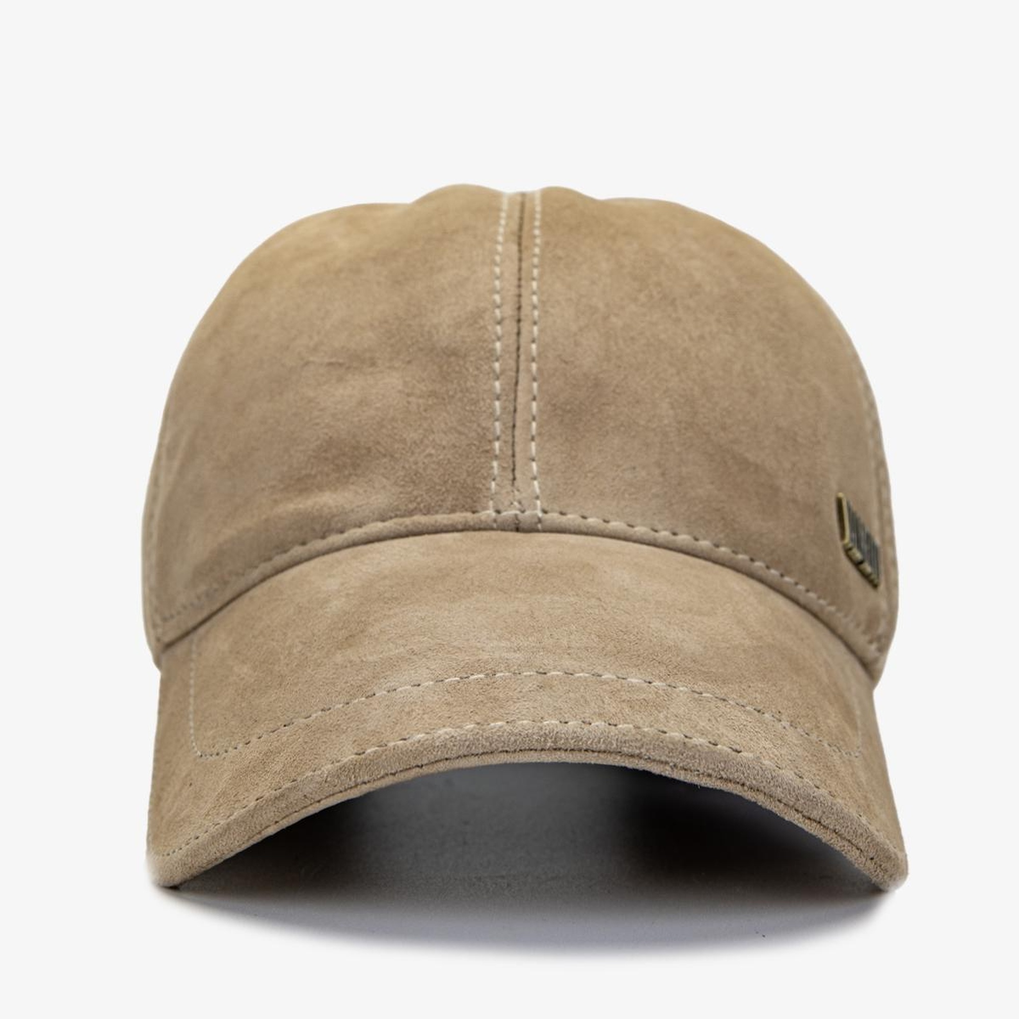 Valmenti Erkek Hakiki Deri Bej Süet Beyzbol Şapka