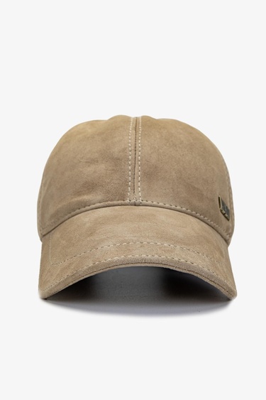  Valmenti Erkek Hakiki Deri Bej Süet Beyzbol Şapka