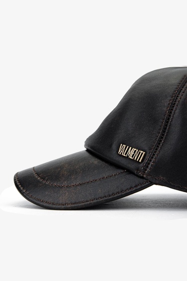  Valmenti Erkek Hakiki Deri Siyah Şapka
