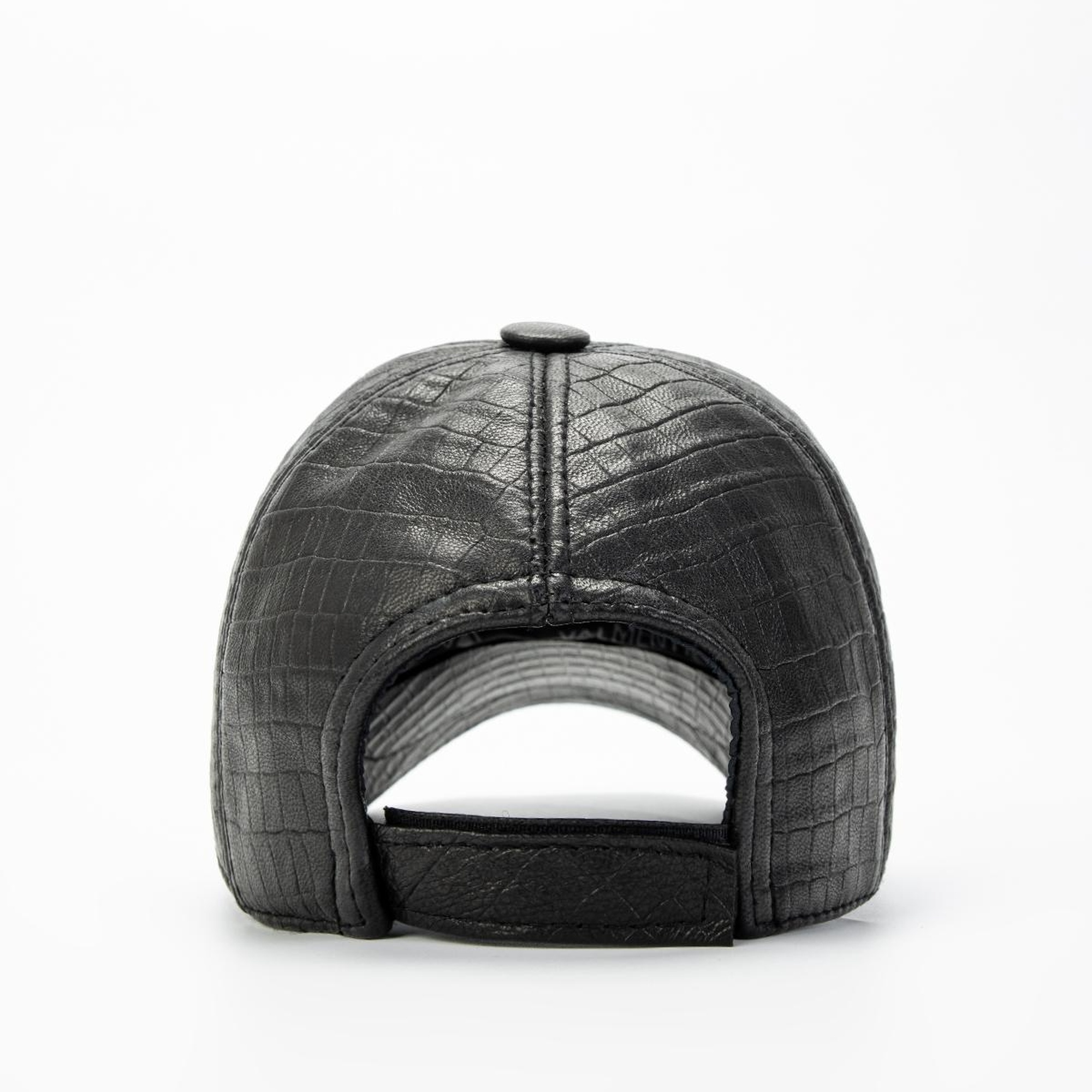Valmenti Erkek Siyah Kroko Vegan Casual Şapka