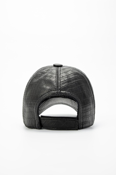  Valmenti Erkek Siyah Kroko Vegan Casual Şapka