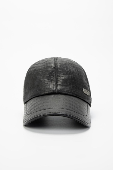  Valmenti Erkek Siyah Kroko Vegan Casual Şapka