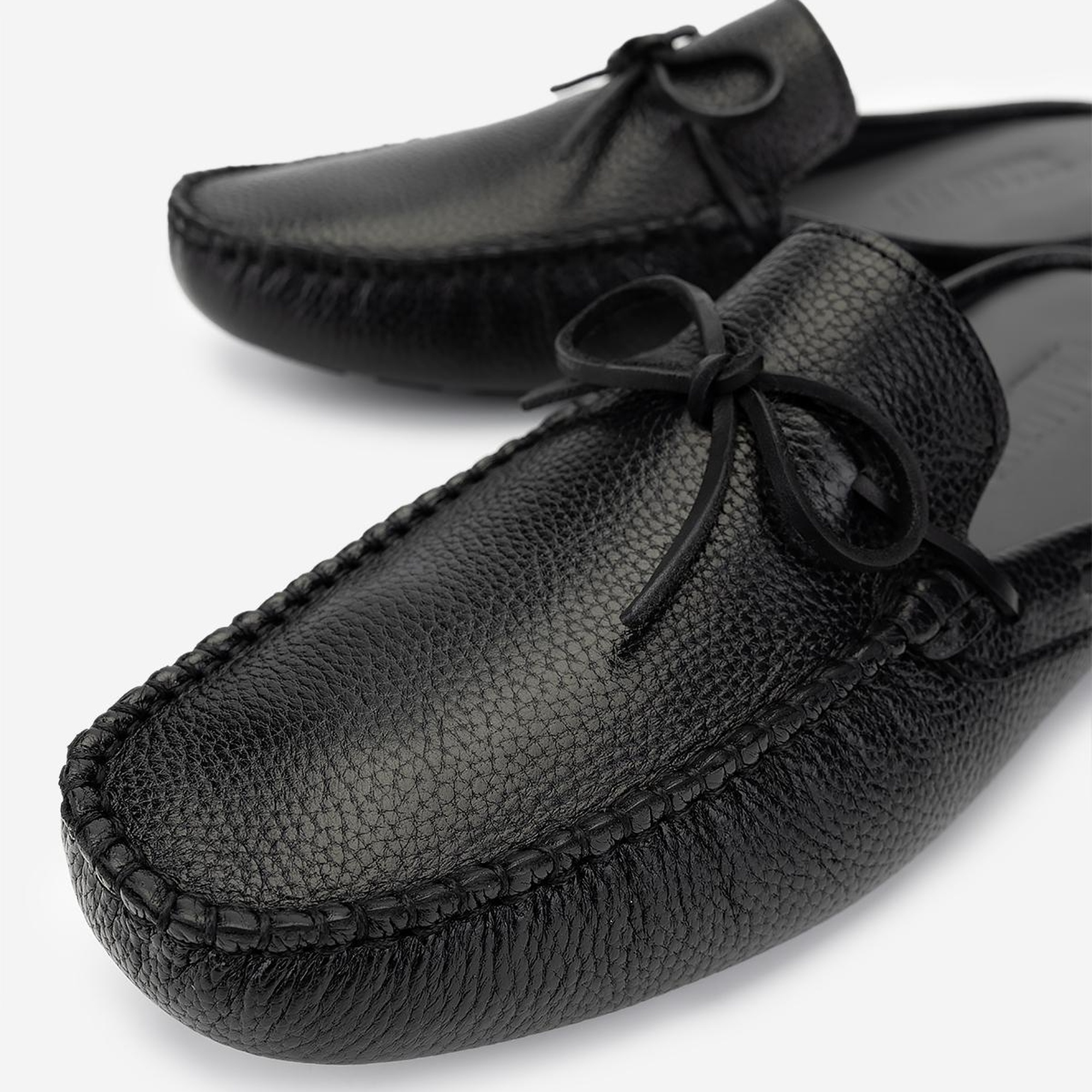 Valmenti Anjelika Erkek Siyah Floter Hakiki Deri Düz Terlik