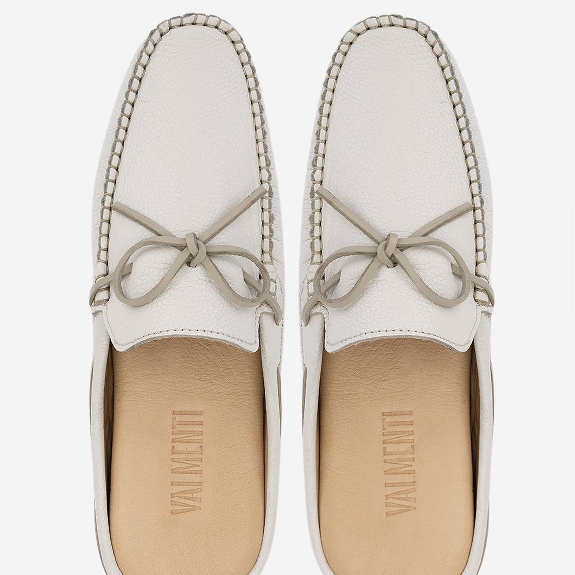 Valmenti Anjelika Erkek Beyaz Floter Hakiki Deri Düz Terlik