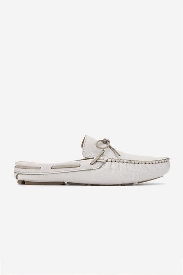  Valmenti Anjelika Erkek Beyaz Floter Hakiki Deri Düz Terlik