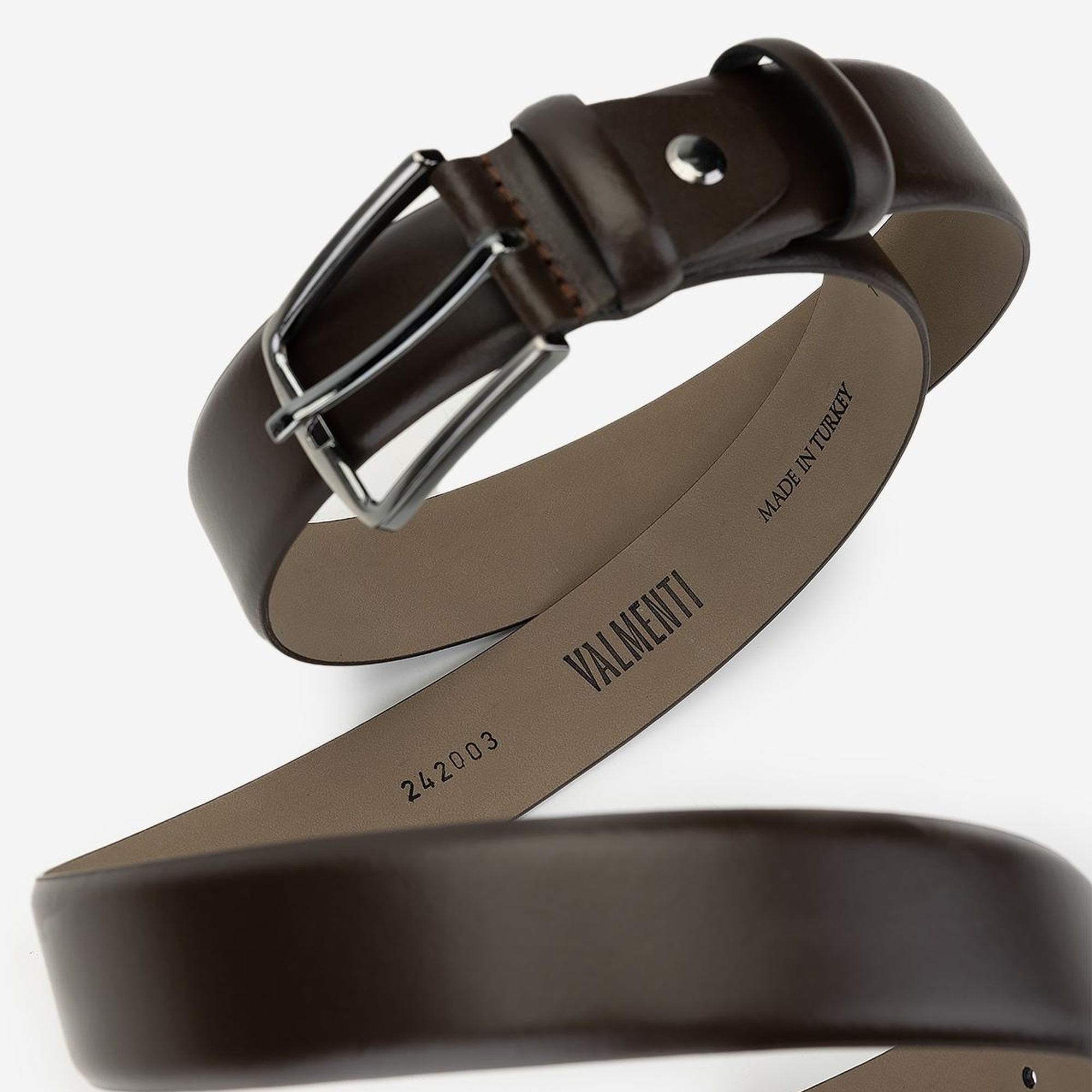 Valmenti Erkek Hakiki Deri Kahverengi Klasik Kemer
