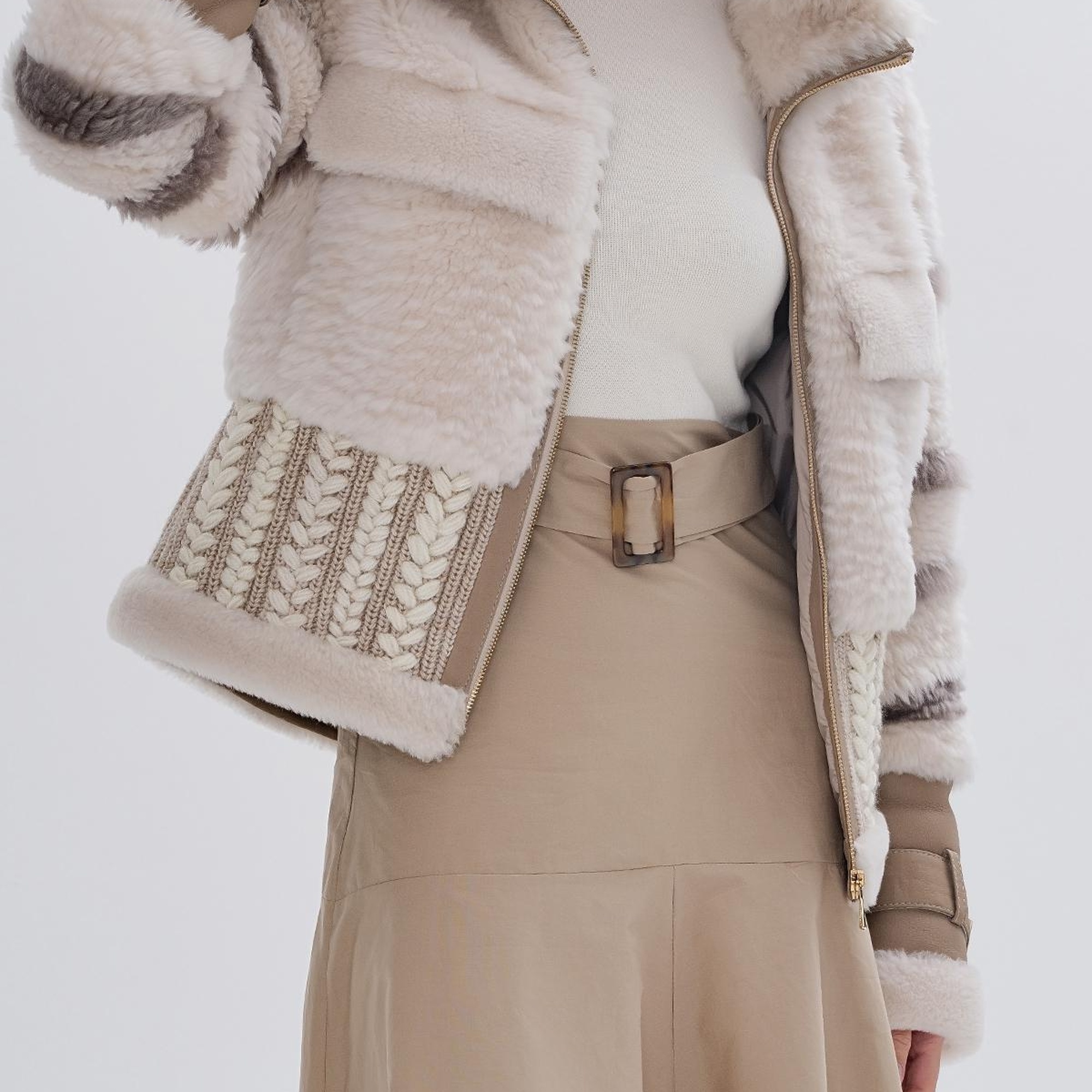 Valmenti Kadın Kürk Bej Mont