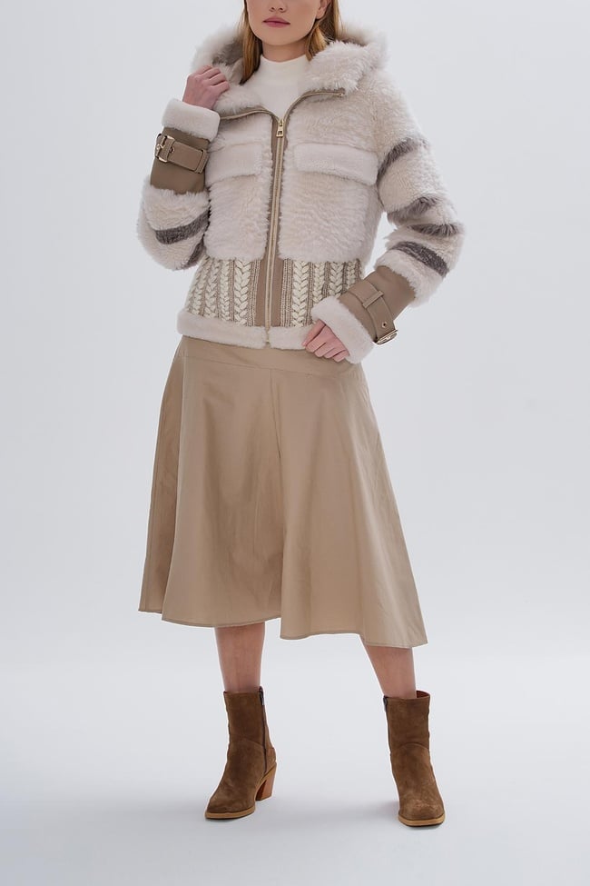  Valmenti Kadın Kürk Bej Mont