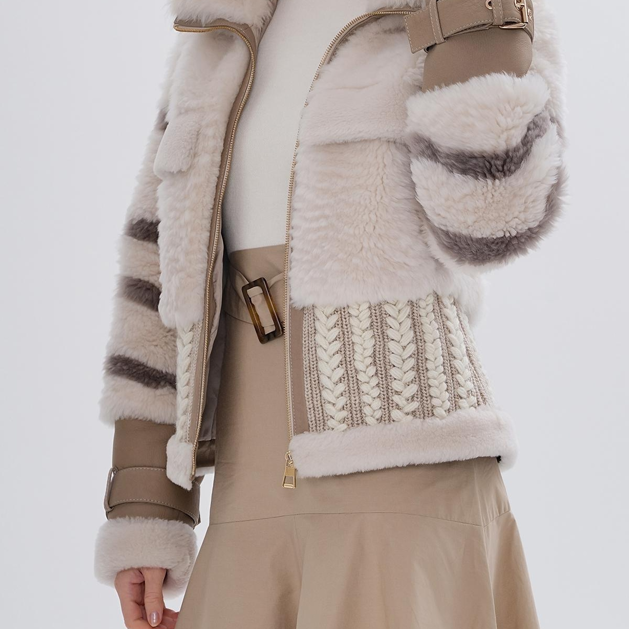 Valmenti Kadın Kürk Bej Mont