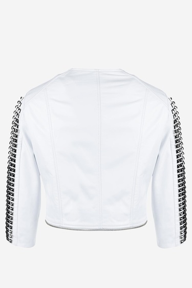  Valmenti Kadın Hakiki Deri Beyaz Mont