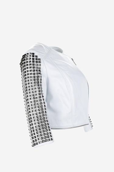  Valmenti Kadın Hakiki Deri Beyaz Mont