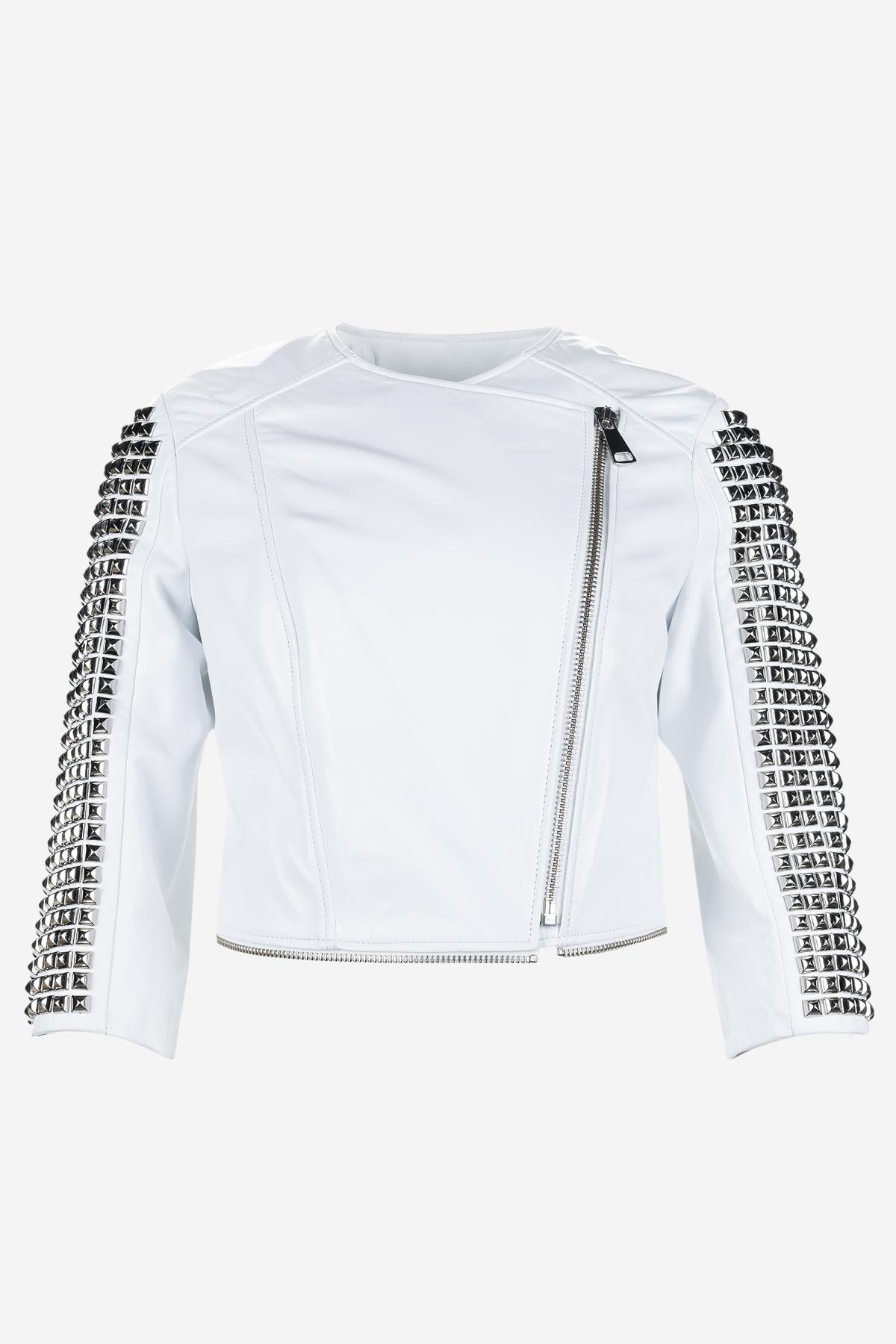  Valmenti Kadın Hakiki Deri Beyaz Mont