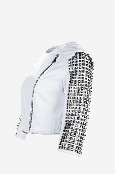  Valmenti Kadın Hakiki Deri Beyaz Mont