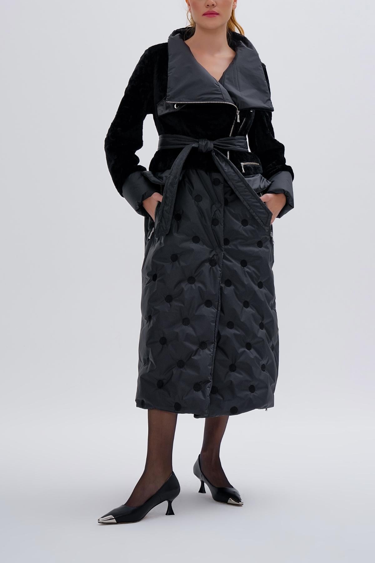  Valmenti Kadın KURK/DERI/KUMAS Siyah Mont