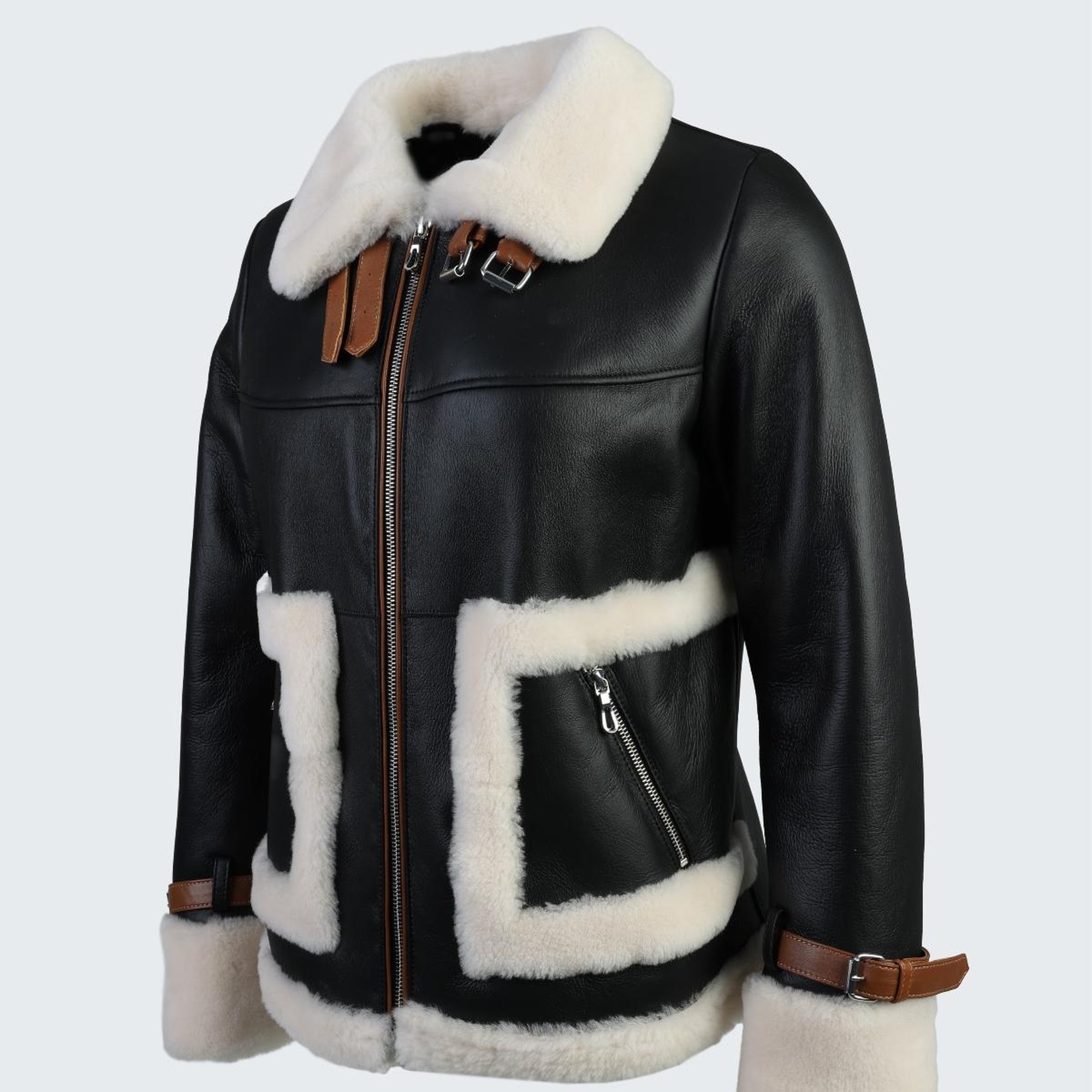 Valmenti Kadın Siyah Hakiki Deri Deri Mont