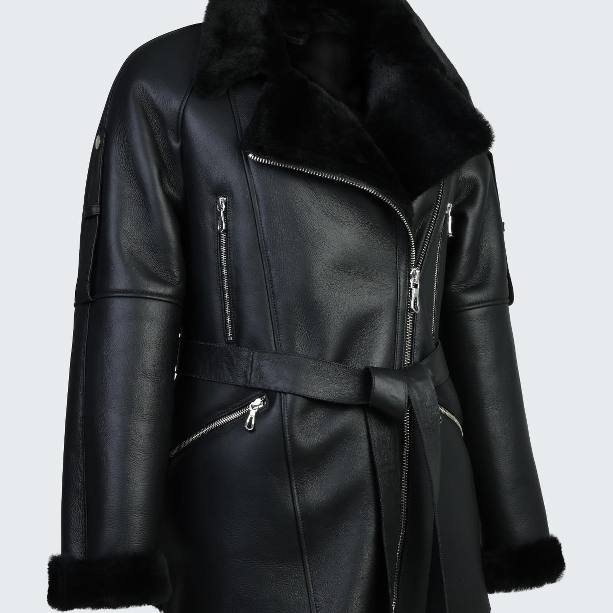 Valmenti Kadın Siyah Hakiki Deri Deri Mont