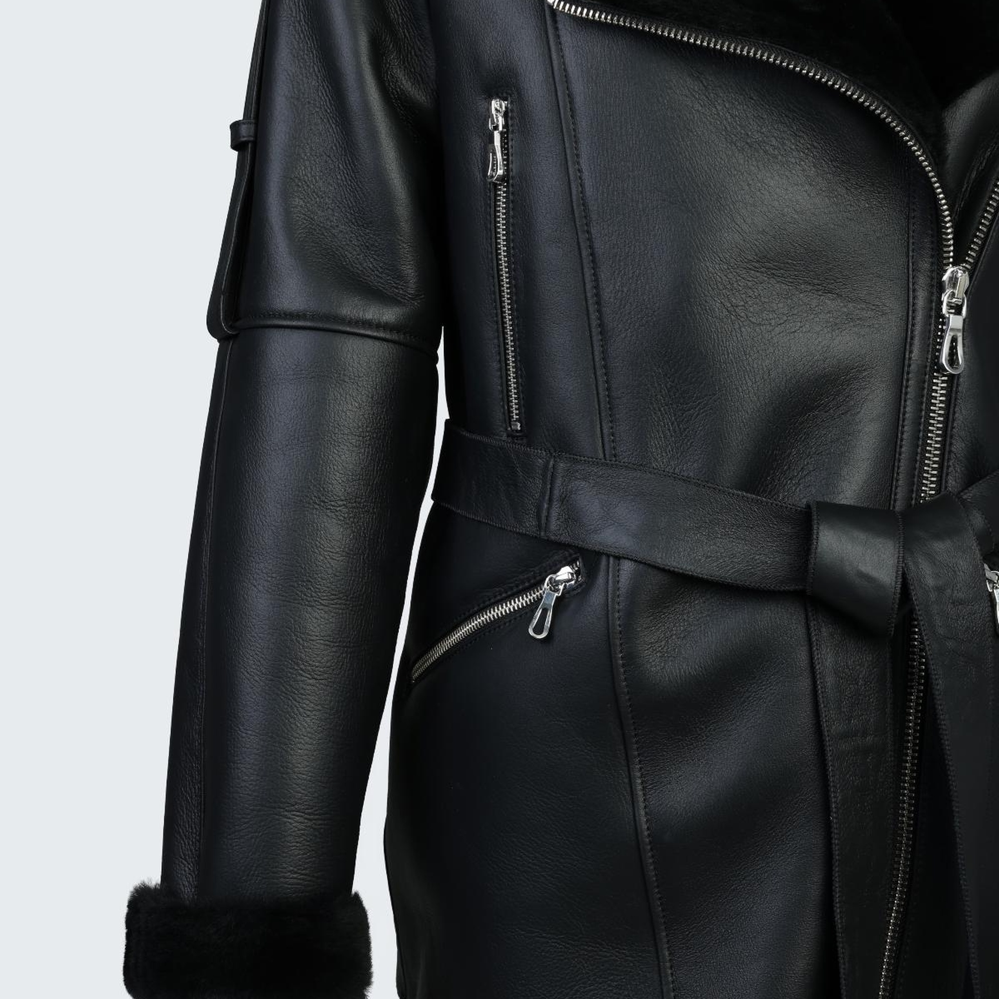 Valmenti Kadın Siyah Hakiki Deri Deri Mont