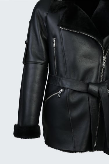  Valmenti Kadın Siyah Hakiki Deri Deri Mont