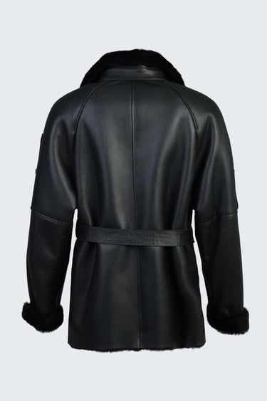  Valmenti Kadın Siyah Hakiki Deri Deri Mont