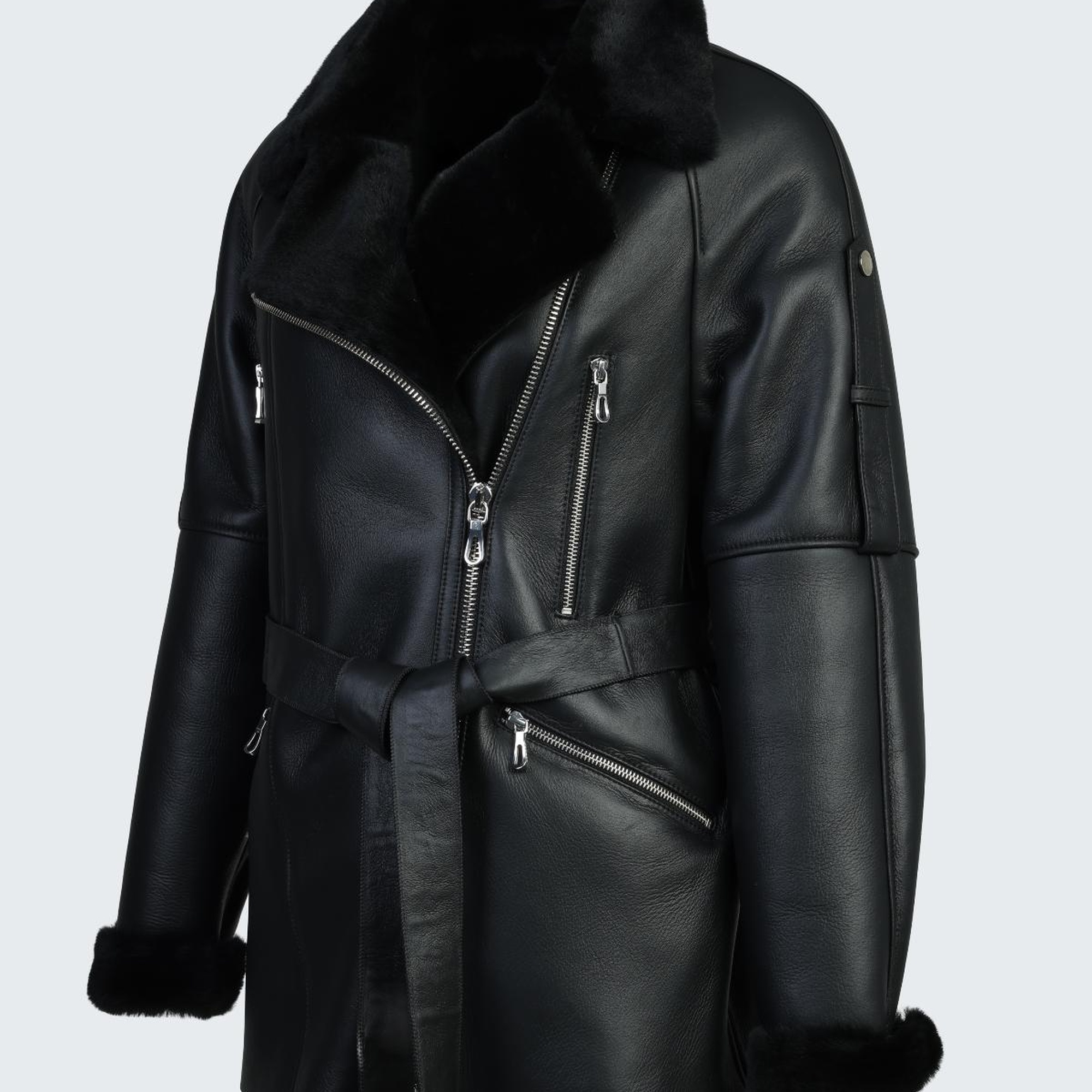 Valmenti Kadın Siyah Hakiki Deri Deri Mont