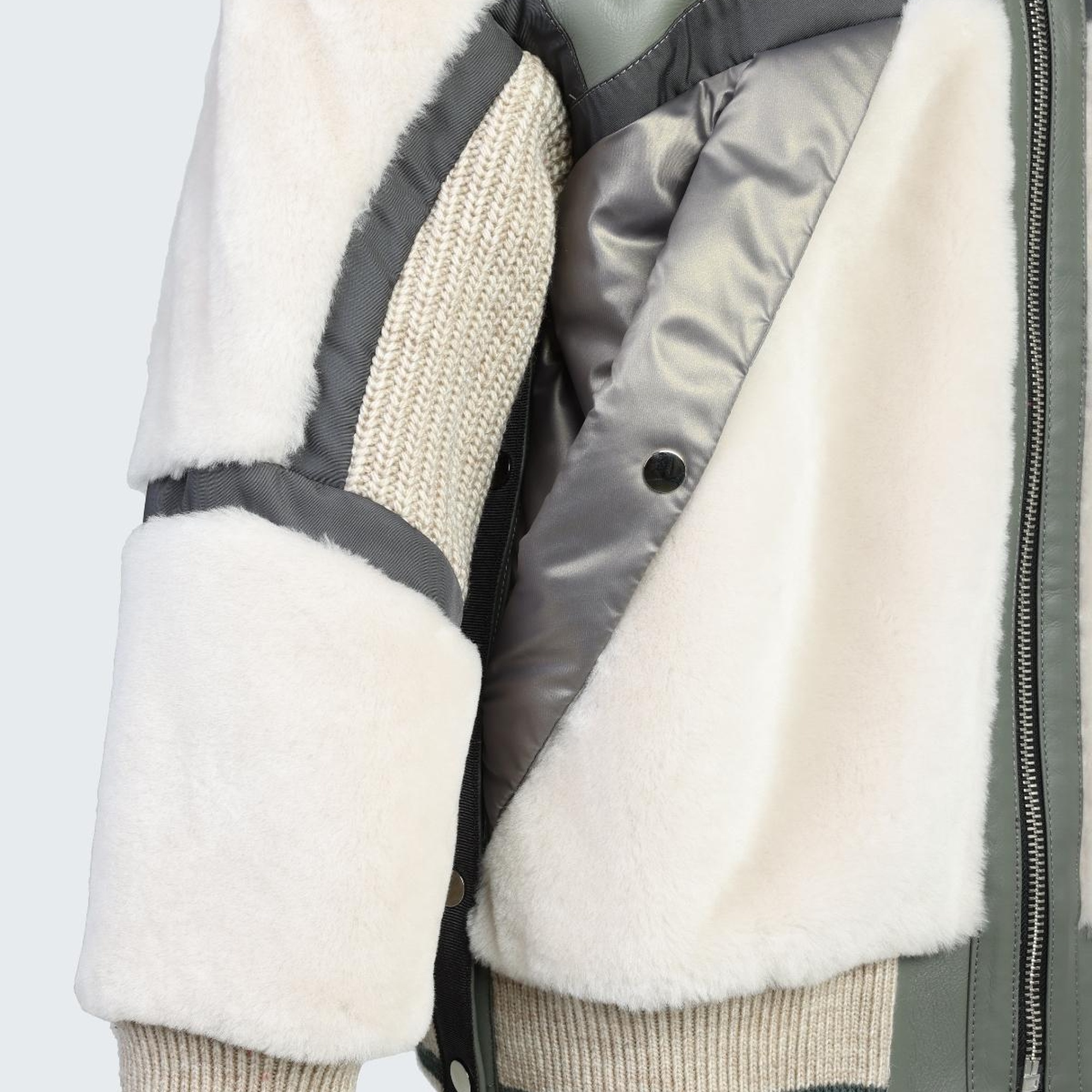 Valmenti . Kadın Yeşil Deri/Kürk Mont