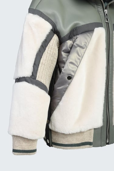  Valmenti . Kadın Yeşil Deri/Kürk Mont