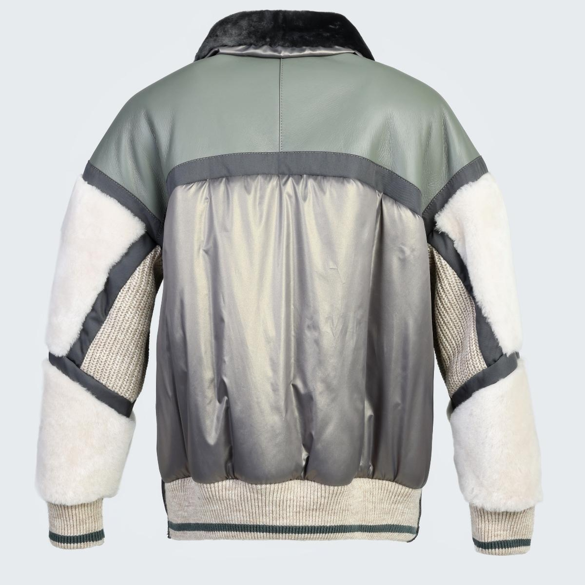 Valmenti . Kadın Yeşil Deri/Kürk Mont