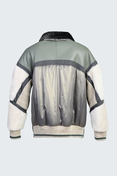  Valmenti . Kadın Yeşil Deri/Kürk Mont