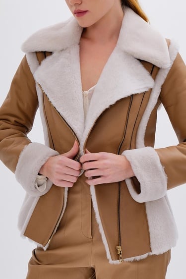  Valmenti Kadın Kürk Taba Mont