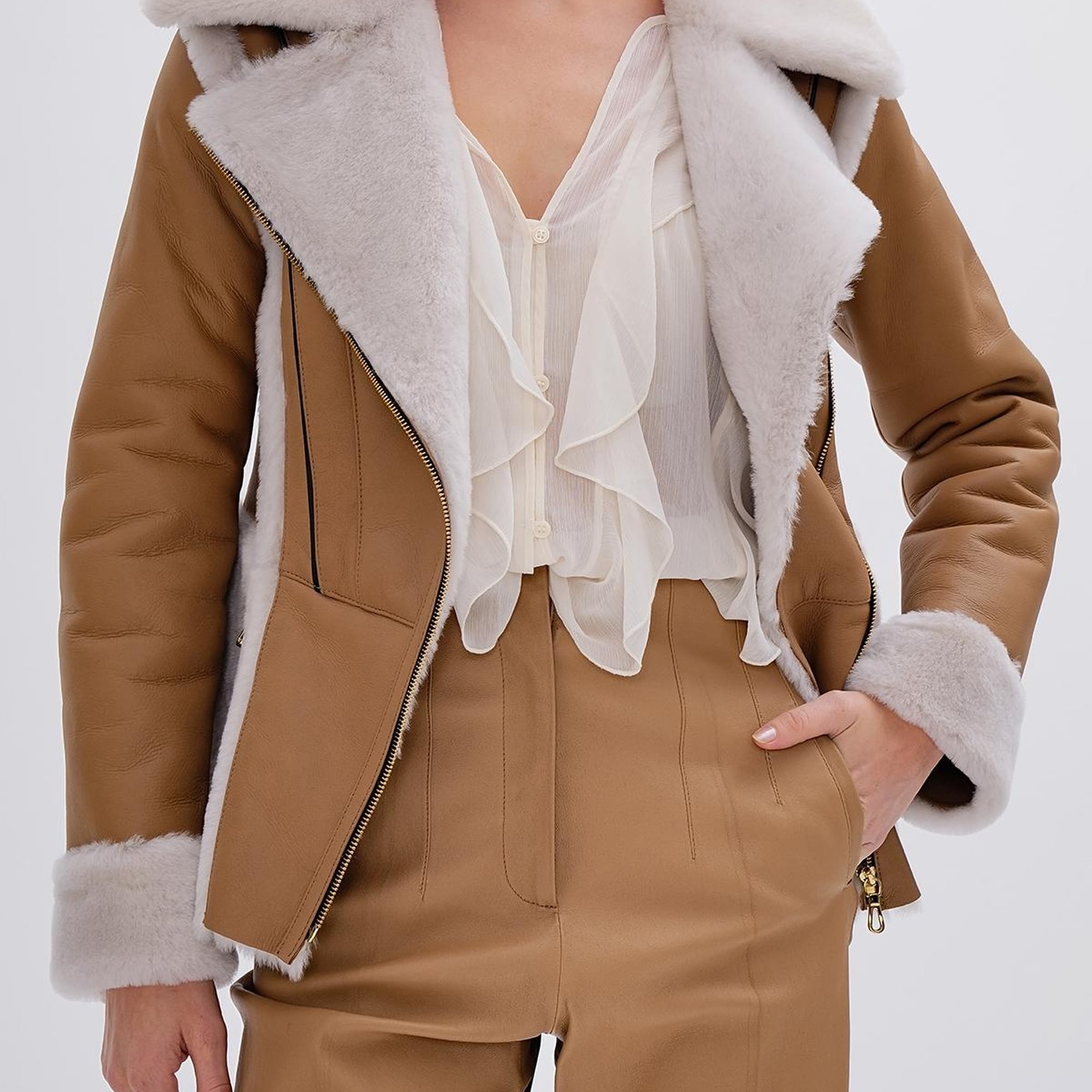 Valmenti Kadın Kürk Taba Mont