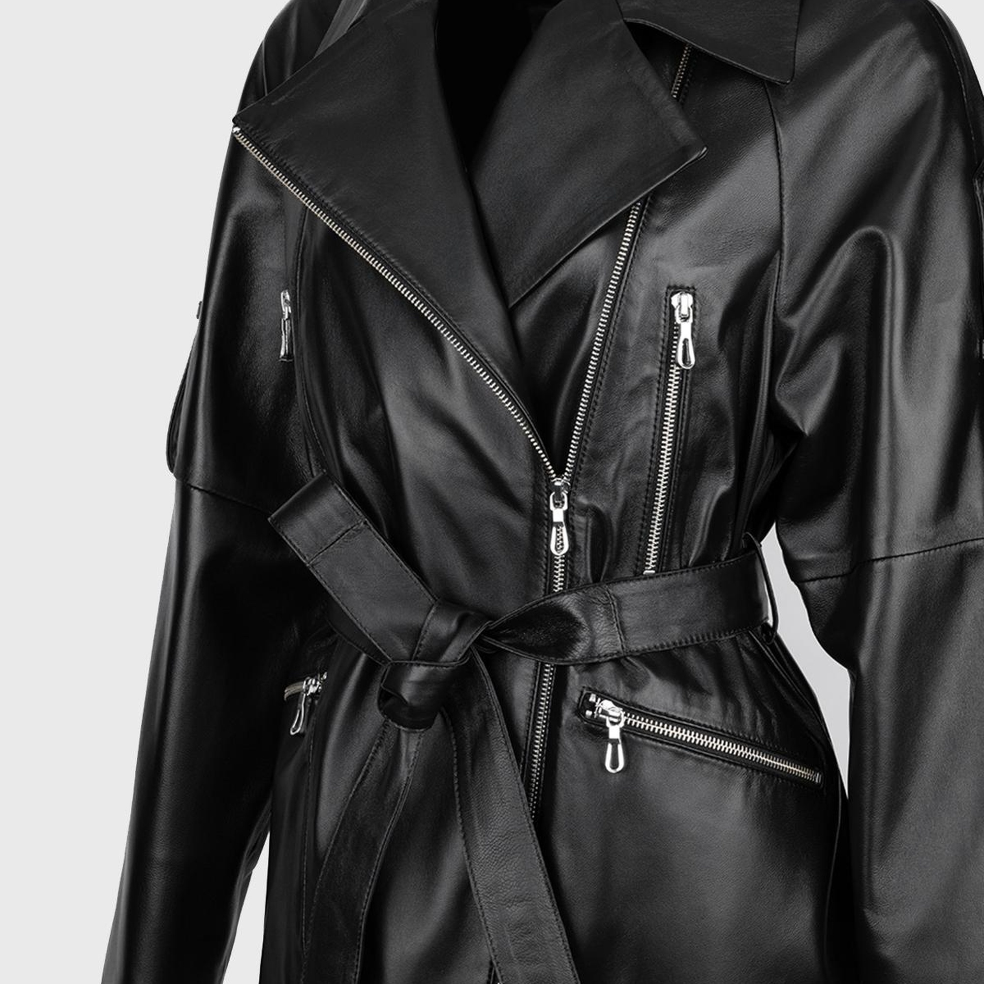 Valmenti Kadın Siyah Hakiki Deri Deri Mont