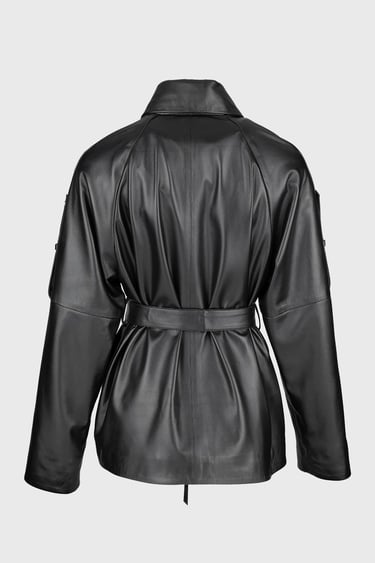  Valmenti Kadın Siyah Hakiki Deri Deri Mont