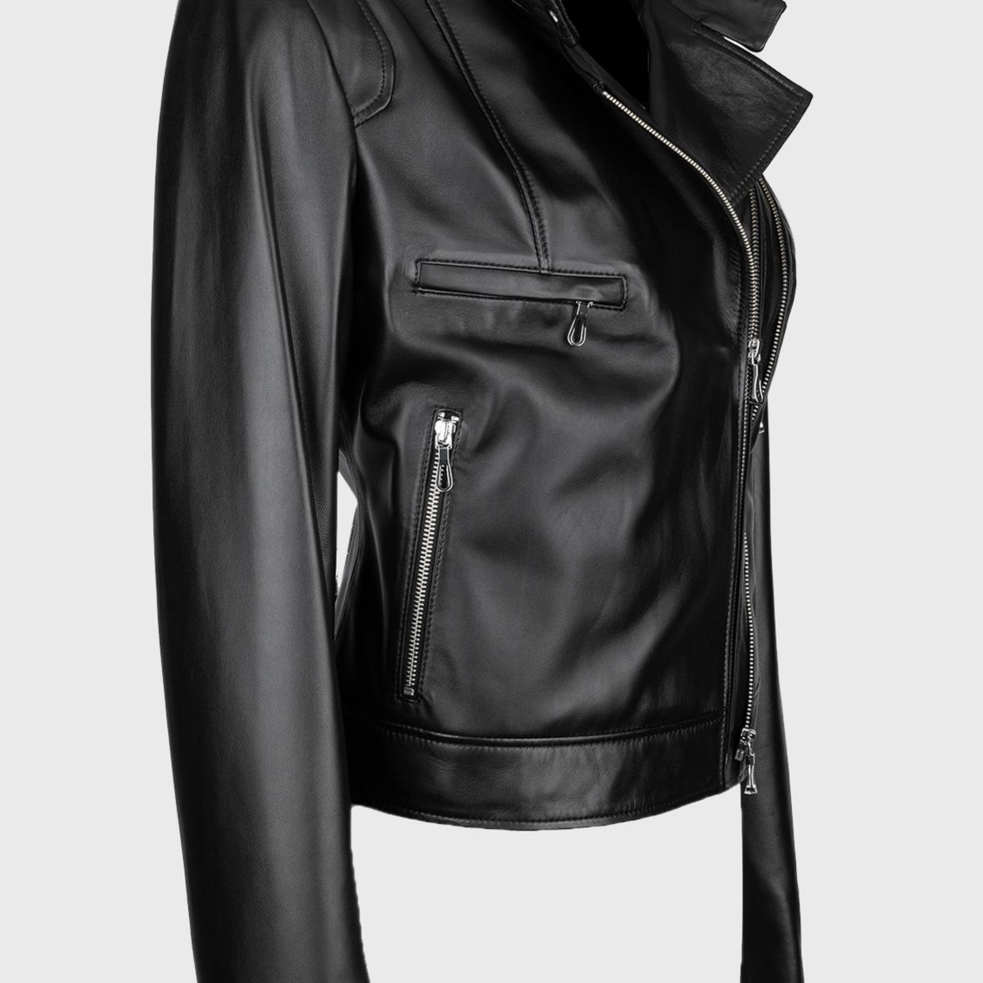 Valmenti Kadın Siyah Hakiki Deri Deri Mont