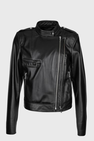  Valmenti Kadın Siyah Hakiki Deri Deri Mont